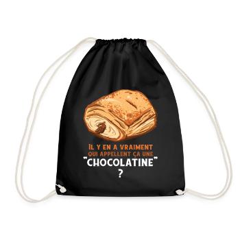 Humor Chocolatine Pain au Chocolat Frühstück - Turnbeutel - Schwarz - Vorne