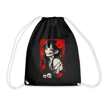 Fille gothique inquiétante d’anime d’horreur japonaise - Sac de sport léger - noir - Devant