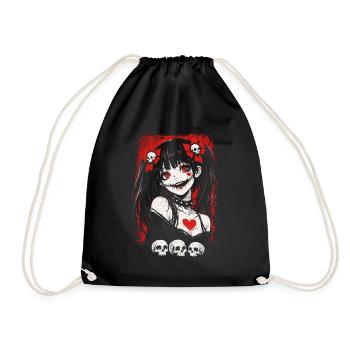 Fille gothique inquiétante d’anime d’horreur japonaise - Sac de sport léger - noir - Devant