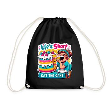 Life's Short Eat the Cake Cartoon - Turnbeutel - Schwarz - Vorne