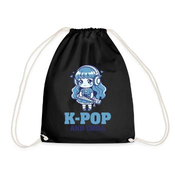 K-Pop UND CHILL Koreanische Musik Anime Girl Love - Turnbeutel - Schwarz - Vorne