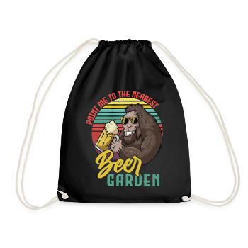 Sasquatch Beer Garden Retro - Drawstring Bag - black - Front
