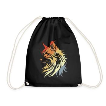 Katze Retro Stil - Turnbeutel - Schwarz - Vorne