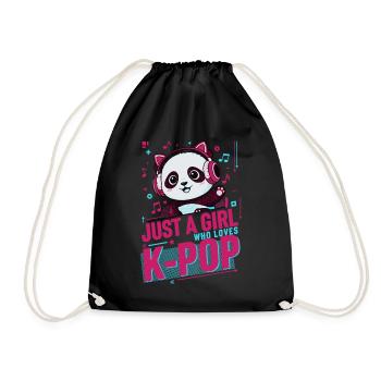 Nur ein Mädchen, das K-Pop liebt, süßer Panda Koreanisch - Turnbeutel - Schwarz - Vorne