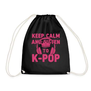 Restez calme et écoutez la musique coréenne K-Pop - Sac de sport léger - noir - Devant