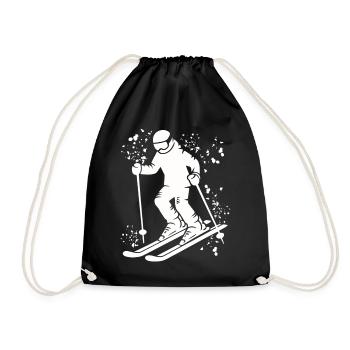 Alpin Ski Wintersport Nordischer Skilauf - Turnbeutel - Schwarz - Vorne
