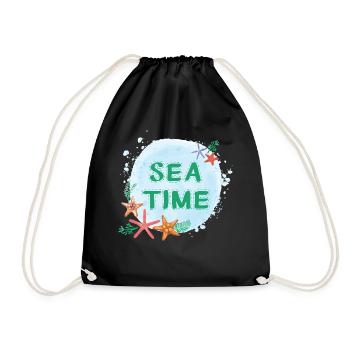 Sea Time Wasserfarben-Design - Turnbeutel - Schwarz - Vorne