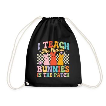 Teach Cutest Bunnies Patch Osterlehrerin - Turnbeutel - Schwarz - Vorne