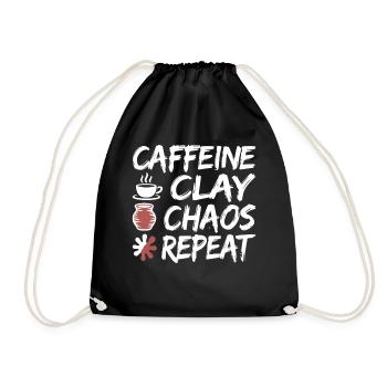 Caffeine Clay Chaos Repeat Design - Drawstring Bag - black - Front