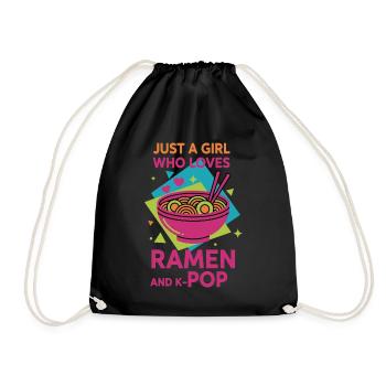 Nur ein Mädchen, das Ramen und koreanische K-Pop-Musik liebt - Turnbeutel - Schwarz - Vorne