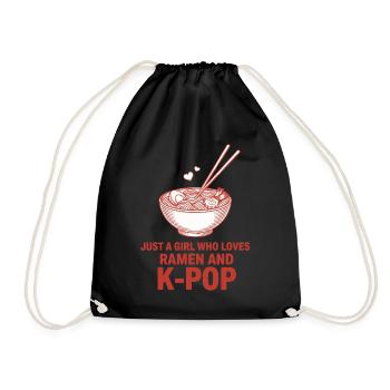 Nur ein Mädchen, das Ramen und koreanische K-Pop-Musik liebt - Turnbeutel - Schwarz - Vorne