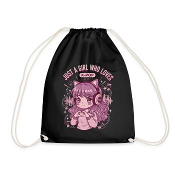 Just a girl, das K-Pop liebt, niedliche Anime-Koreanische Pop-Pop-Figuren - Turnbeutel - Schwarz - Vorne