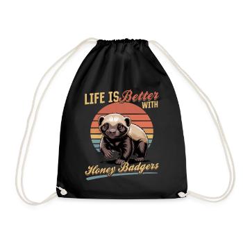 Funny Honey Badger - Turnbeutel - Schwarz - Vorne