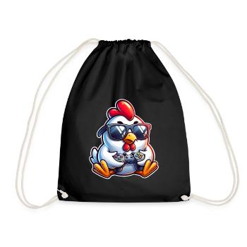Gamer Huhn mit Controller - Turnbeutel - Schwarz - Vorne