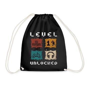 Level 19 Unlocked - Drawstring Bag - black - Front