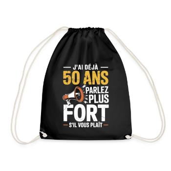 I'm already 50 years old, speak louder humor - Drawstring Bag - black - Front