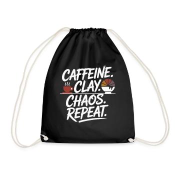 Caffeine Clay Chaos Repeat Design - Drawstring Bag - black - Front