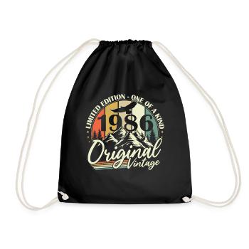 Cadeau d’anniversaire vintage original de 1986 - Sac de sport léger - noir - Devant