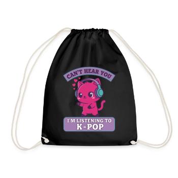 JE NE T’ENTENDS PAS, J’ÉCOUTE DE LA MUSIQUE K-POP CHAT MIGNON - Sac de sport léger - noir - Devant