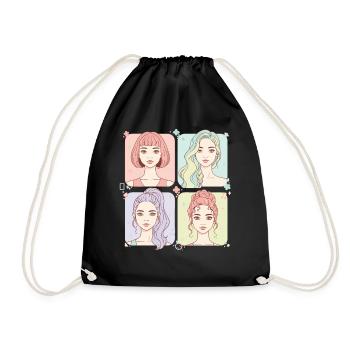 Kpop Korean Pop Cute Anime Korea Girl Music Love - Drawstring Bag - black - Front