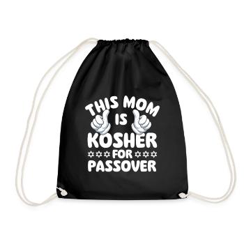 This Mom Is Kosher For Passover Jewish Humor - Drawstring Bag - black - Front