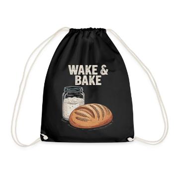 Sourdough Wake And Bake - Drawstring Bag - black - Front