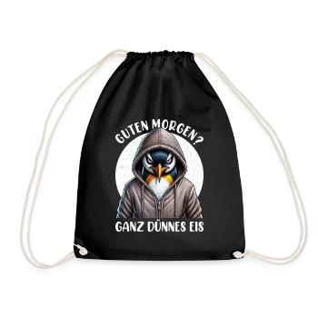 Guten Morgen Ganz Dünnes Eis Pinguin Schlafmützen - Drawstring Bag - black - Front