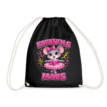 Karnevalsmaus Karneval Konfetti Geschenk - Turnbeutel - Schwarz - Vorne