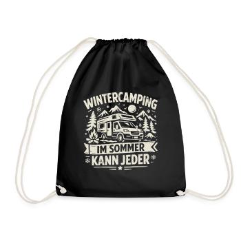 Winter camping | In summer, everyone can - Drawstring Bag - black - Front