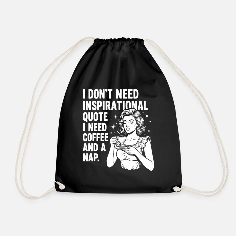 Real Coffee Love Nap Statement - Drawstring Bag - black
