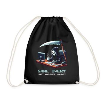 Game Over Everyday Life | Undertaker Job Humor - Drawstring Bag - black - Front