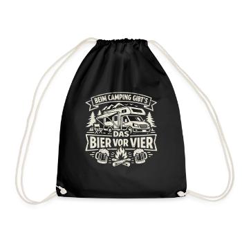Camping | Bier vor Vier - Turnbeutel - Schwarz - Vorne