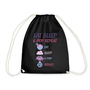 Mange, Dors, K-Pop, Répète de la musique coréenne, Anime mignon. - Sac de sport léger - noir - Devant