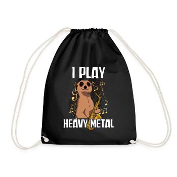 I play heavy metal Saxophon Saxophonspieler - Turnbeutel - Schwarz - Vorne