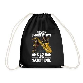 Vieil homme avec un saxophoniste - Sac de sport léger - noir - Devant