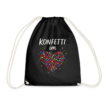 Karneval Konfetti Im Herzen Fastnacht Fasching  - Turnbeutel - Schwarz - Vorne