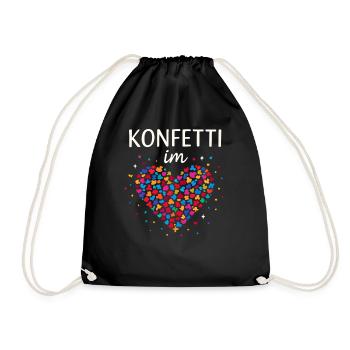 Karneval Konfetti Im Herzen Fastnacht Fasching  - Turnbeutel - Schwarz - Vorne