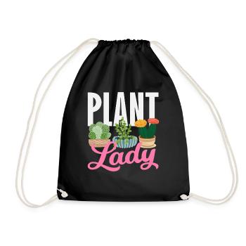 Plant lover planting succulent flower - Drawstring Bag - black - Front