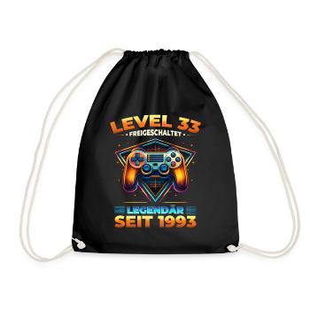33. Geburtstag Gamer Shirt Level 33 Jahrgang 1993 - Turnbeutel - Schwarz - Vorne
