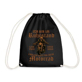Pension Motorcycle Pensioner Saying Vintage - Drawstring Bag - black - Front