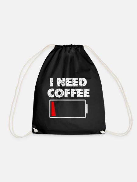 Ich brauche Kaffee Akku leer - Turnbeutel - Schwarz