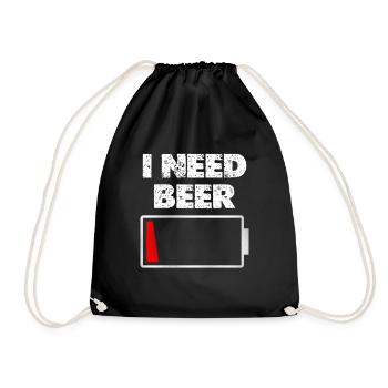 J’ai besoin de bière – Batterie vide - Sac de sport léger - noir - Devant