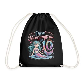 Cette sirène a 10 ans de fille 10 ans - Sac de sport léger - noir - Devant