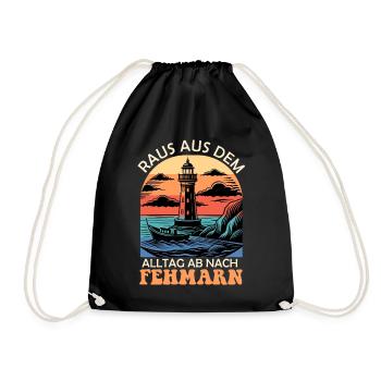 Ostsee Urlaub RAUS AUS DEM ALLTAG AB NACH FEHMARN - Turnbeutel - Schwarz - Vorne