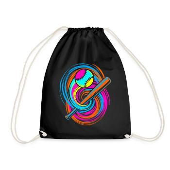 Baseball bat and ball - Drawstring Bag - black - Front