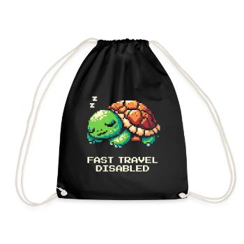 Fast Travel Disabled | Turtle - Drawstring Bag - black - Front