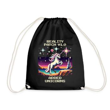 Reality Patch 1.0 | Unicorns added - Drawstring Bag - black - Front