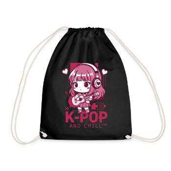 K-POP UND CHILL Kpop Koreanische Musik Anime Niedlich - Turnbeutel - Schwarz - Vorne