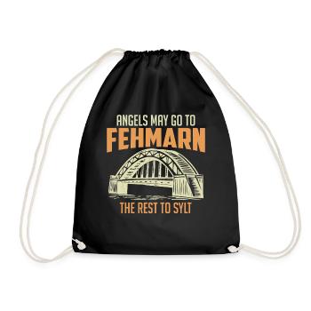 Baltic Sea ANGELS ARE ALLOWED TO GO TO FEHMARN Funny things - Drawstring Bag - black - Front