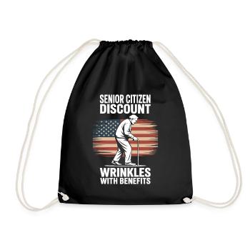 Senior Discount Retirement Humor - Drawstring Bag - black - Front